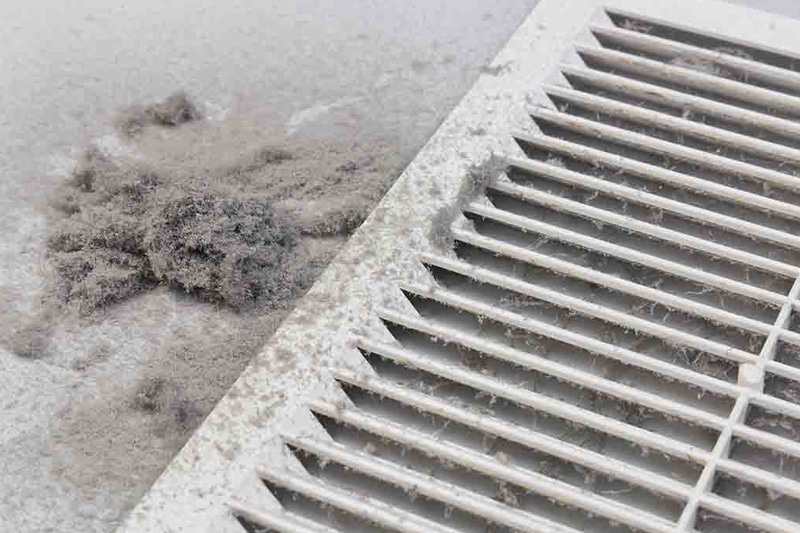 dirt air duct that needs cleaning